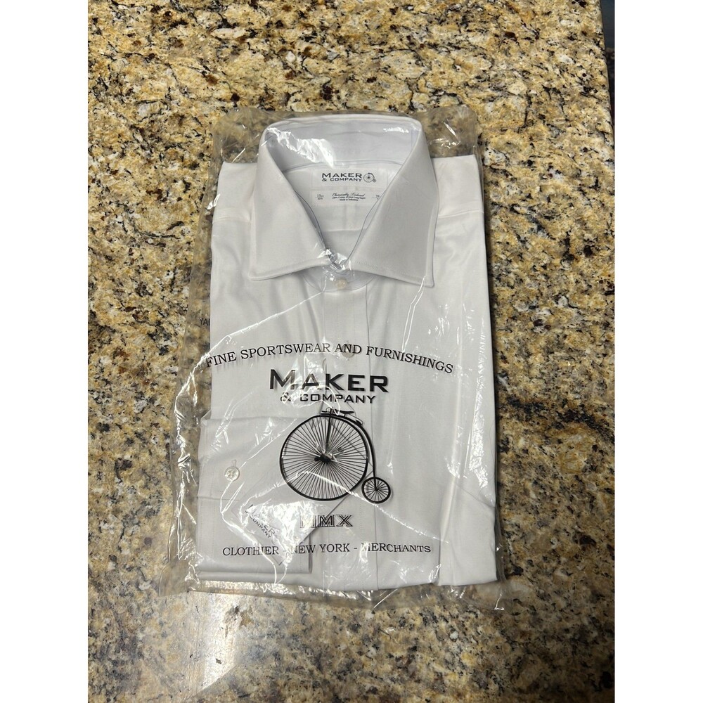 maker and company mens dress shirt new white 15 1/2x32/33